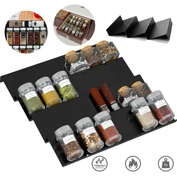 Obraz Nastavitelný organizér na koření do zásuvky, rozšiřitelný, černý