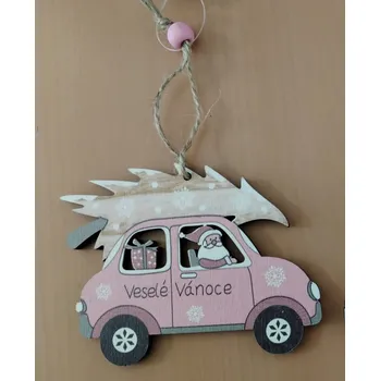 Vánoční dekorace Dřevěné autíčko X374 mix