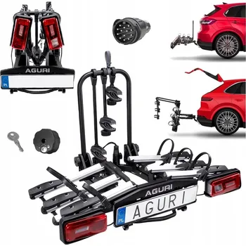 Nosič kol Nosič kol na tažné zařízení Aguri Krab 3 stříbrný skládací platforma 60 kg