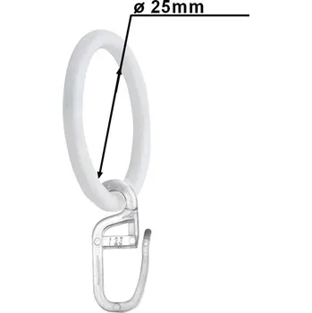 Příslušenství pro garnýž Kroužek s háčkem pro tyč 16mm bílá