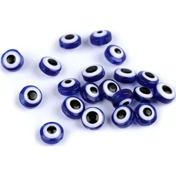 Korálek Plastové korálky Alláhovo oko Ø8 mm, barva 1 modrá
