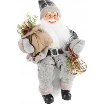 Vánoční ozdoba SVATÝ Mikuláš FIGURKA SVATÉHO MIKULÁŠE 27x16x40 CM ŠEDÁ STŘÍBRNÁ