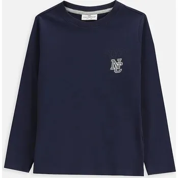 Chlapecké tričko Dětské bavlněné tričko s dlouhým rukávem Coccodrillo tmavomodrá barva, s potiskem, EVERYDAY BOY A ZC5143104VBA 59X, vel. 110