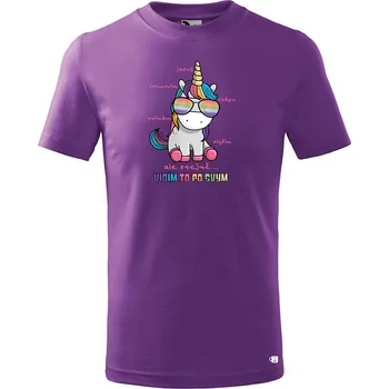 Chlapecké oblečení Dětské tričko s potiskem Jednorožec Velikost: 134/8 let, Barva trička: Fialová
