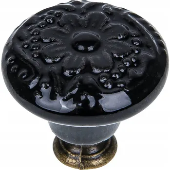 Obraz Nábytková kulička PORCELÁNOVÁ ŻŁOBIONA černá 34 mm