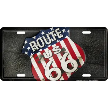 Plechová cedule Americká SPZ Route US 66 black