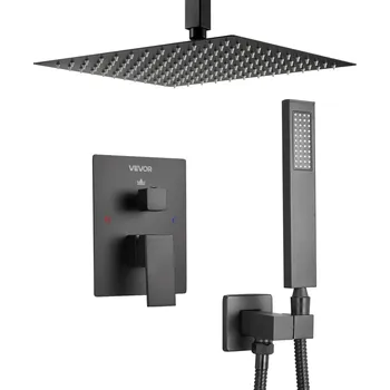 Sprchový set Vevor Sprchový set 12-inch(30.5cm) čtverc. hlavice+ruční mosaz matná černá