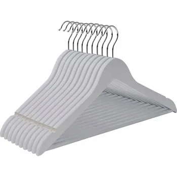 Věšák DŘEVĚNÉ VĚŠÁKY NA OBLEČENÍ DO SKŘÍNĚ ŠEDÉ - SADA 10 KUSŮ