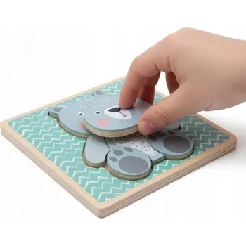 Dřevěná hračka DŘEVĚNÉ PUZZLE MEDVÍDEK HRAČKA ZE DŘEVA DÁREK PRO DÍTĚ DŘEVĚNÝ MEDVĚD