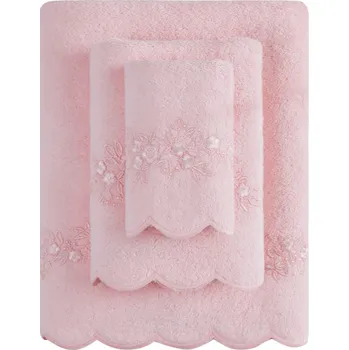 Pánský župan Soft Cotton Ručník SILVIA s krajkou 50x100cm Barva: Růžová