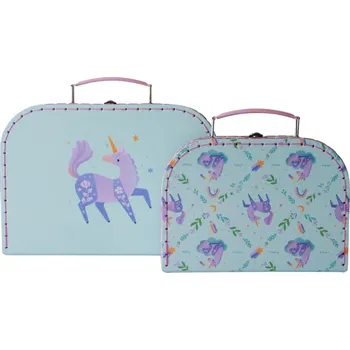 Úložný box Bella Rose Dětský kufřík Jednorožec – set 2 ks fialová