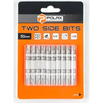 Bit Sada oboustranných bitů 50mm, PZ2 - PZ1 1/4", ocel 6150CRV (10 ks) Polax