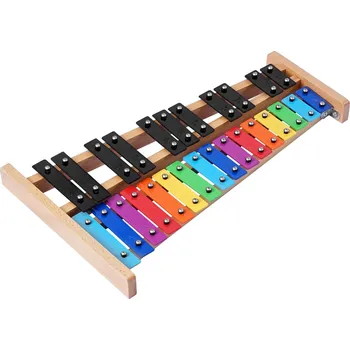 Hudební nástroj pro děti Vevor Xylofon 27 tónů, kovové barevné klávesy, 4 paličky, s pouzdrem