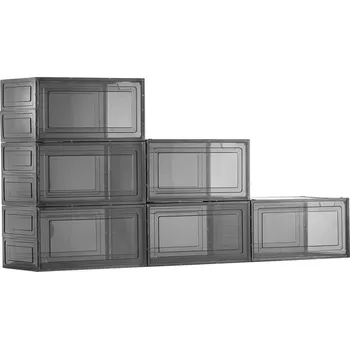 Botník Vevor Boxy na boty 6 ks průhledná černá, magnetická dvířka, US size 13