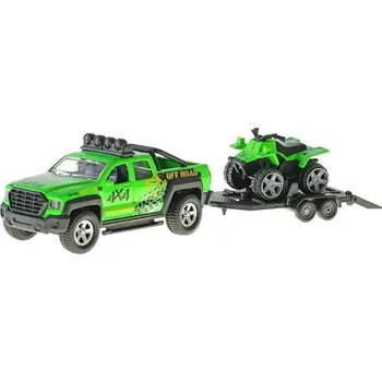 auto na autodráhu Mikrotrading Auto 13 cm kov zpětný chod se čtyřkolkou na baterie světlo a zvuk