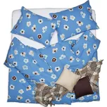 SCANquilt povlečení KREP květy modrá 140 x 220/70 x 90 cm 183864119