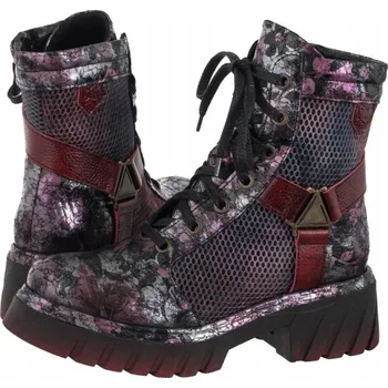 Dámská zimní obuv MACIEJKA 07072-23/00-8 VÍNOVÁ BARVA MIX KOŽENÉ KOTNÍKOVÉ BOTY 38