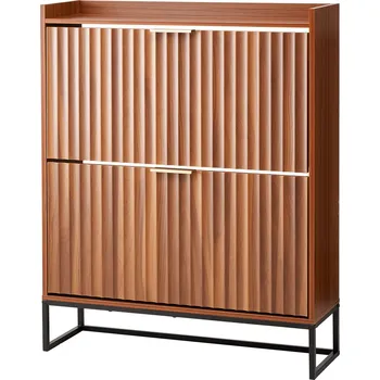 Botník Vevor Botní skříňka 2 výklopné zásuvky proti převrácení, rýhovaná ořech