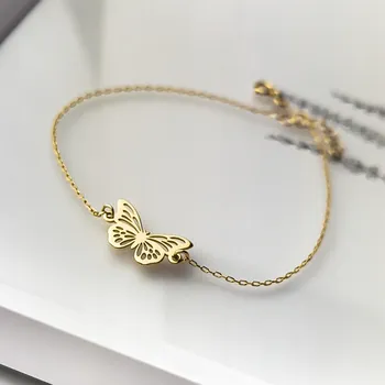 Náramek Zlatý náramek s motýlkem - au 585
