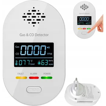 Bezpečnostní detektor DETEKTOR ALARM ČIDLO OXIDU UHELNATÉHO LCD CO PLYNU VLHKOSTI TEPLOTY 4V1