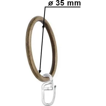 Příslušenství pro garnýž Kroužek s háčkem pro tyč 25mm mosaz
