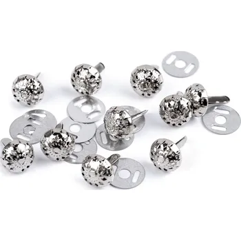 Dvounožkový hřeb / kovové nožičky na kabelky filigrán Ø10 mm; 12 mm, střední, 2 (Ø12 mm) nikl