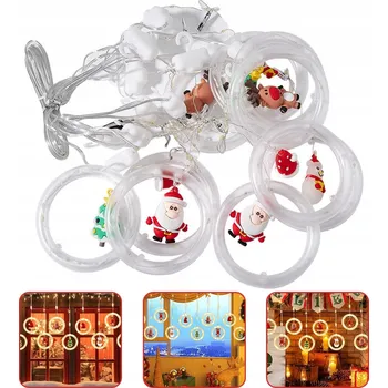 Vánoční dekorace KURTYNA ŚWIETLNA Z FIGURKAMI SVĚTELNÝ ZÁVĚS S FIGURKAMI, VÁNOČNÍ GIRLANDA NA OKNO, BALKON, VENKOVNÍ