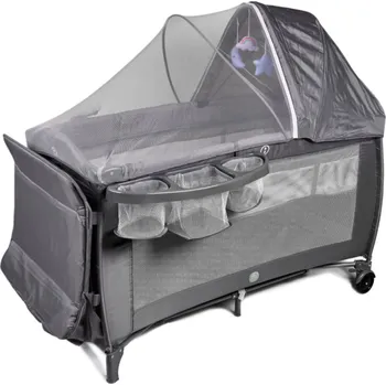 Dětská postýlka KIK KX2982 Dětská cestovní postýlka s přebalovacím pultem, šedá