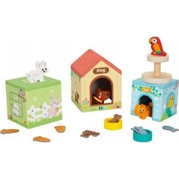 Dřevěná hračka TOOKY TOY Hi Pando Dřevěná sada - domeček pro zvířátka | HP060