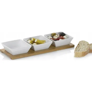 Porcelánové misky na dipy na stojanu KELA PHILIPA KWADRATOWE bílé 200 ml 3 ks