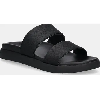 Dámské pantofle Pantofle Calvin Klein FLAT SLIDE - JACQ dámské, černá barva, na platformě, HW0HW02486 99X, EUR 39