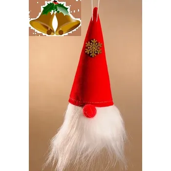 Vánoční dekorace Plyšový fousáč X377 červený