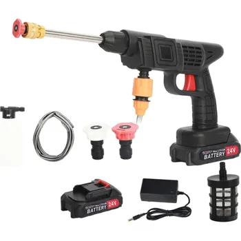 Autovosk Vysokotlaková akumulátorová mycí pistole 24V 200W 3,5 MPa 240 l/h Dosah 10 m Sada s baterií 5x1200 mAh 5 m hadice Filtr Pěnová tryska