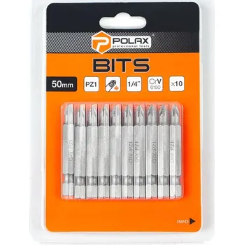 Bit Sada bitů 50mm, PZ1 1/4", ocel 6150CRV (10 ks) Polax