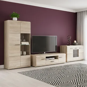 Obývací stěna Obývací stěna LINK s | 3 díly | sestava E | 338 cm | sonoma