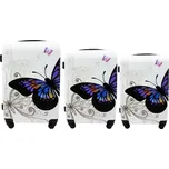 Rogal Sada 3 bílých plastových cestovních kufrů "Butterfly" - M (35l), L (65l), XL (100l) 180236449