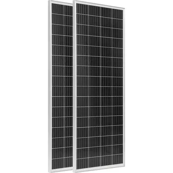 Vevor Solární sada 2×100W 12.8V 50Ah lifepo4 40A regulátor 800W měnič