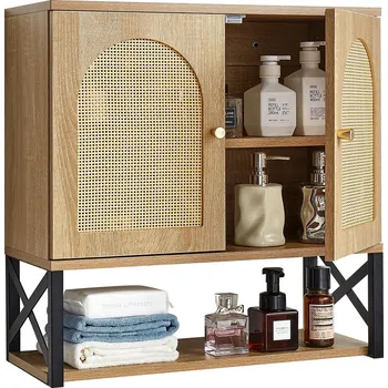 Koupelnový nábytek Vevor Koupelnová nástěnná skříňka 2 dvířka, nastavitelná police, nad toaletu