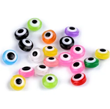 Šperk Plastové korálky Alláhovo oko Ø8 mm, barva 2 mix