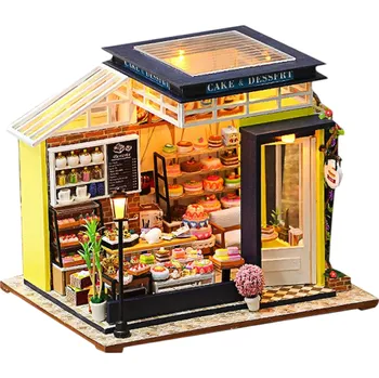 ostatní stavebnice Cukrárna 18 x 21 x 17 cm Miniaturní LED stavebnice s nábytkem Realistický model bez krytu Dekorativní osvětlená mini cukrárna s detaily