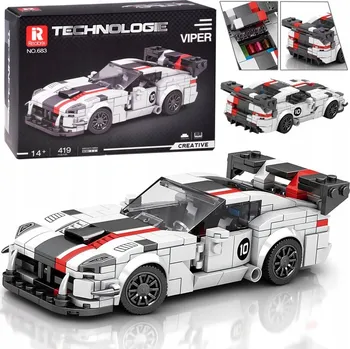 ostatní stavebnice STAVEBNICE STAVEBNICE SPORTOVNÍ BÍLÉ AUTO ZÁVODNÍ VŮZ SE SPOILEREM