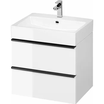 Koupelnový nábytek CERSANIT 3D Nábytkový set Cersanit Virgo 60, skříňka 60 pod umyvadlo bílá, úchytky černé, umyvadlo Virgo 60 nábytkové bílé S522-018;K118-006