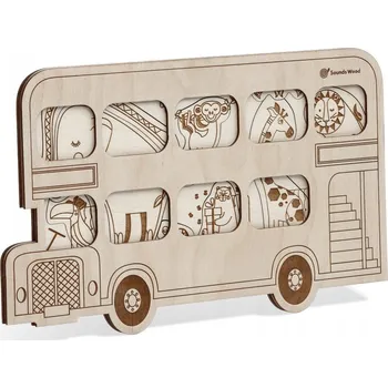 Puzzle Puzzle dřevěný červený autobus Stuka Puka