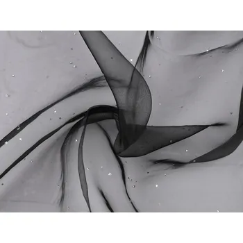 Organza s hvězdičkami s hologramem, střední, 6 černá