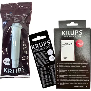 Příslušenství pro přípravu kávy Krups F08801 Aqua Filter Claris + F0540010 odvápňovač + XS300010 čisticí tablety