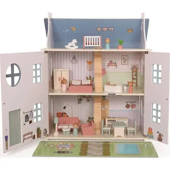 Panenka Dvěděti Domeček s panenkami šedý