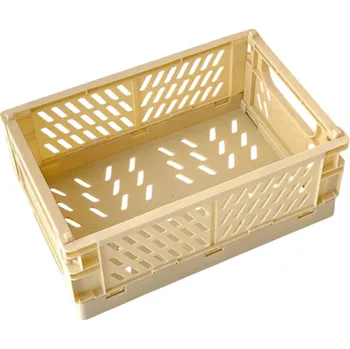 Úložný box Skládací plastový úložný box 25,3 x 16,5 x 10 cm Praktická přenosná krabice s rukojeťmi Odolný organizér pro domácnost kancelář i cestování žlutá