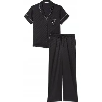 Dámské pyžamo Saténové pyžamo Victoria's Secret černé s logem S (M) Regular
