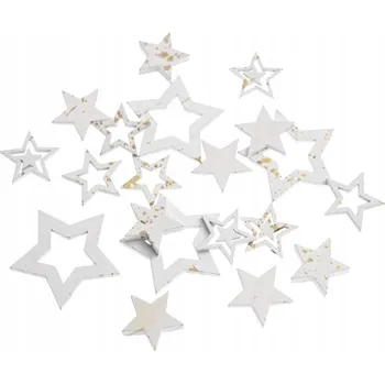 Obraz Dekorace Pro Scrapbooking dřevěné HVĚZDIČKY decoupage BÍLÉ ZLACENÉ