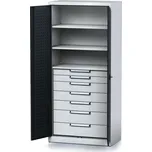 Alfa 3 Policová dílenská skříň 2-dveřová MECHANIC, 3 police, 7 zásuvek, 920 x 500 x 1950 mm, antracitové dveře 179143581